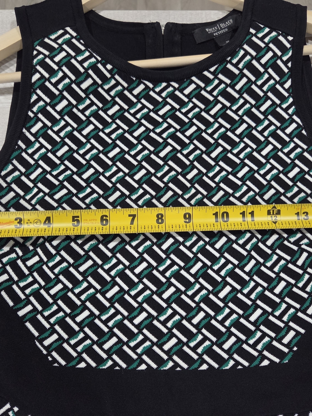 White House Black Market Black & White Textured Fit-and-Flare Mini Dress - Picture 6 of 10